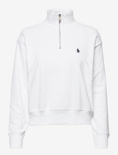 Terry Quarter-Zip Pullover - sweaters - white