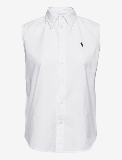 Sleeveless Oxford Shirt - kortärmade skjortor - white