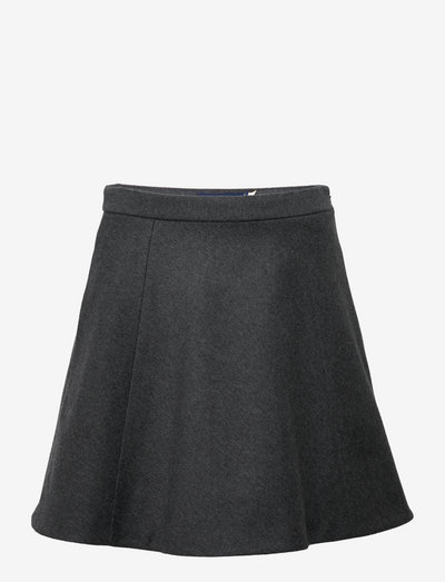 Wool-Cashmere Melton A-Line Skirt - short skirts - grey melange