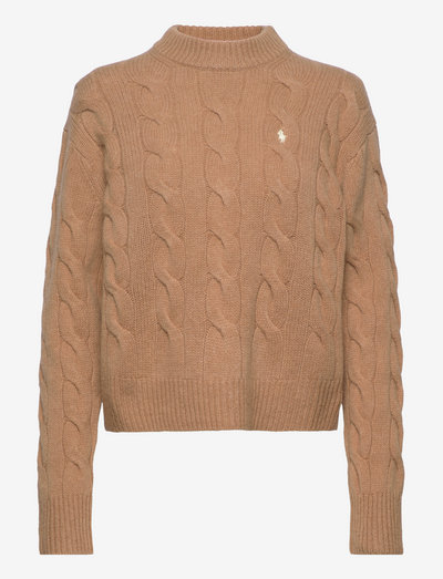 Cable Wool-Cashmere Mockneck Sweater - gebreide truien - collection camel