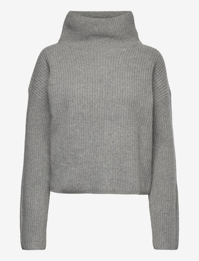 Wool-Cashmere Mockneck Sweater - pologenser - fawn grey heather