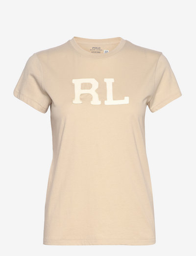 RL-Suede-Appliqué Jersey Tee - t-skjorter - ranch cream