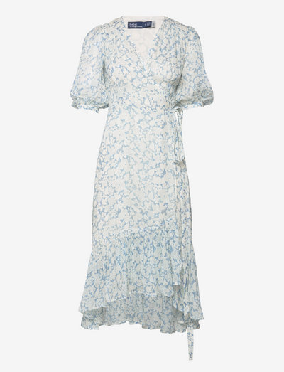 Floral Crinkle Georgette Wrap Dress - sukienki kopertowe - 1338 cloud floral