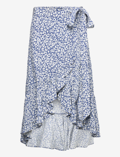 Floral Ruffled Crepe Skirt - svārki ar pārlikumu - 1346 blue ditsy f