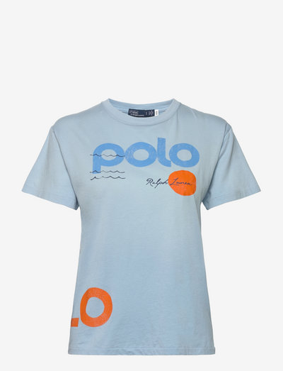 Nautical Logo Graphic Cotton Jersey Tee - t-shirts - powder blue