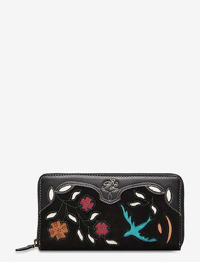 INLAY LEATHER-LONG ZIP WLT-WLT-SMA - wallets - black multi