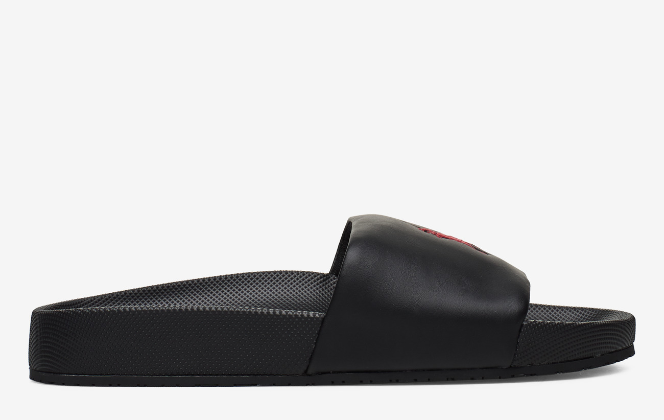 polo ralph lauren men's cayson slide sandals black red