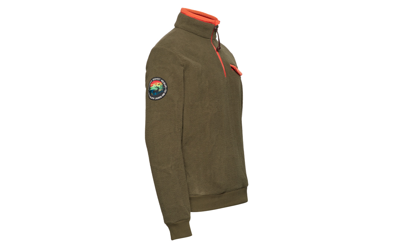 Fleece Green Pullover Polo Half Ralph Defender zip Lauren vHnqP7wU