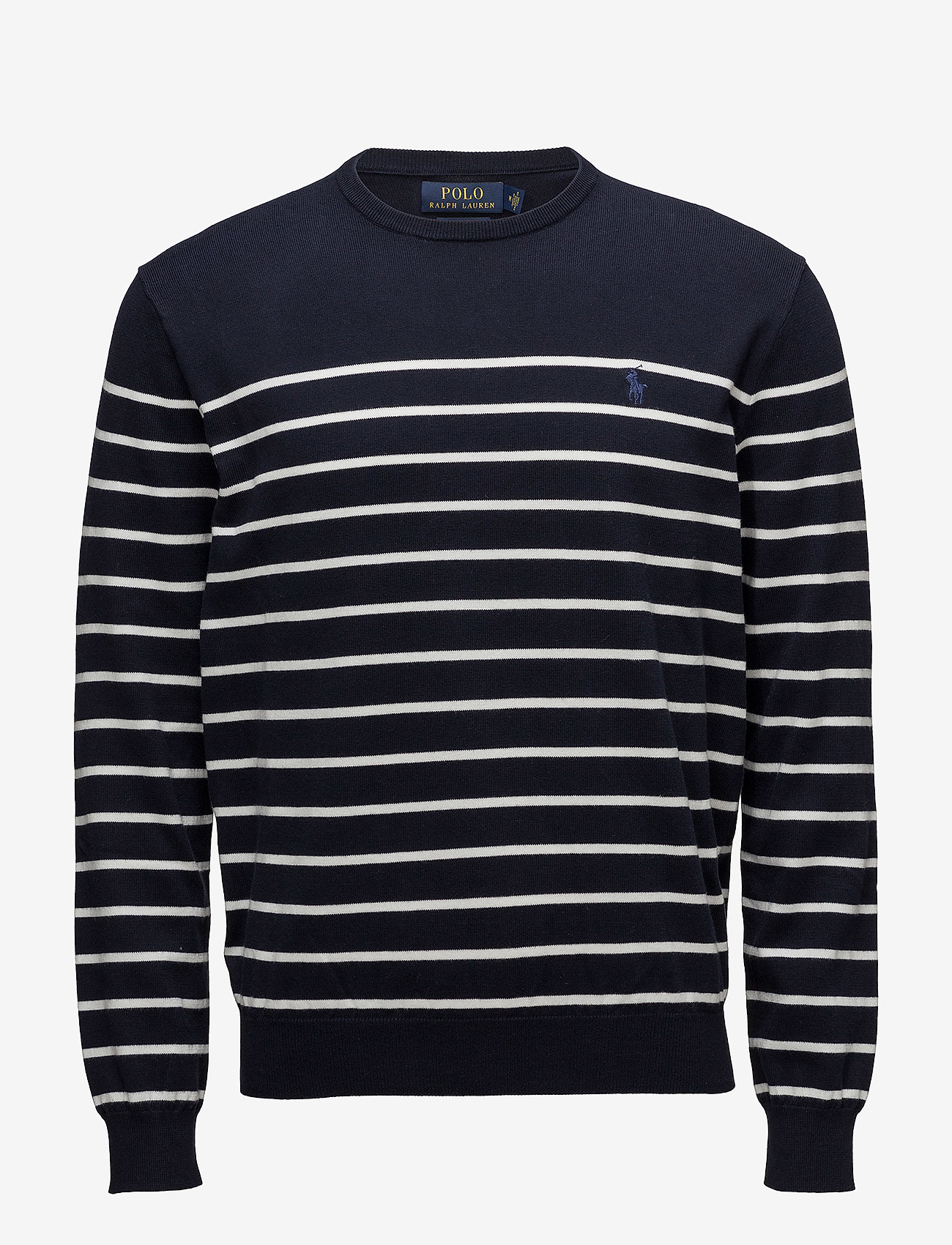Striped Cotton Sweater (Navy/white 