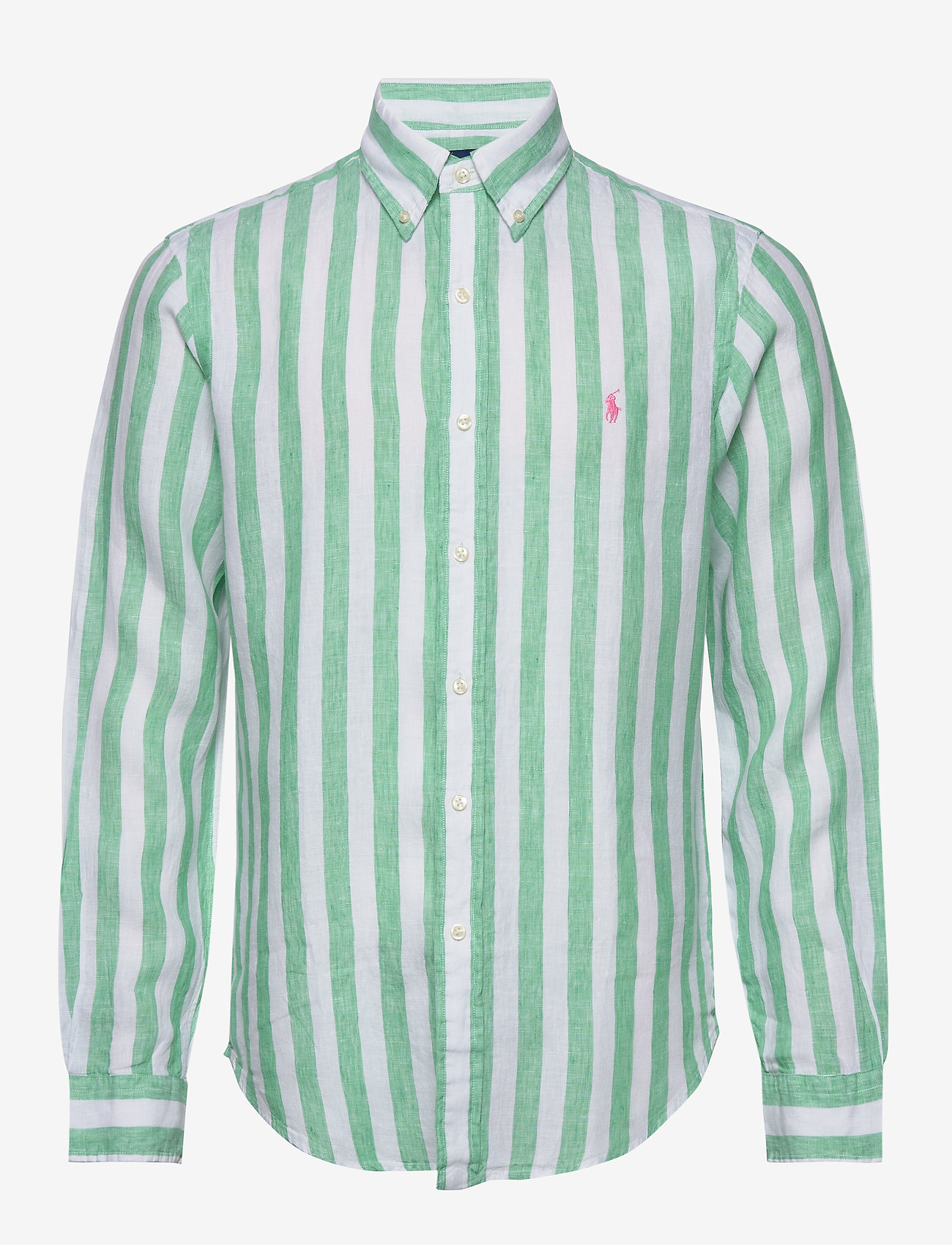 ralph lauren green and white striped shirt