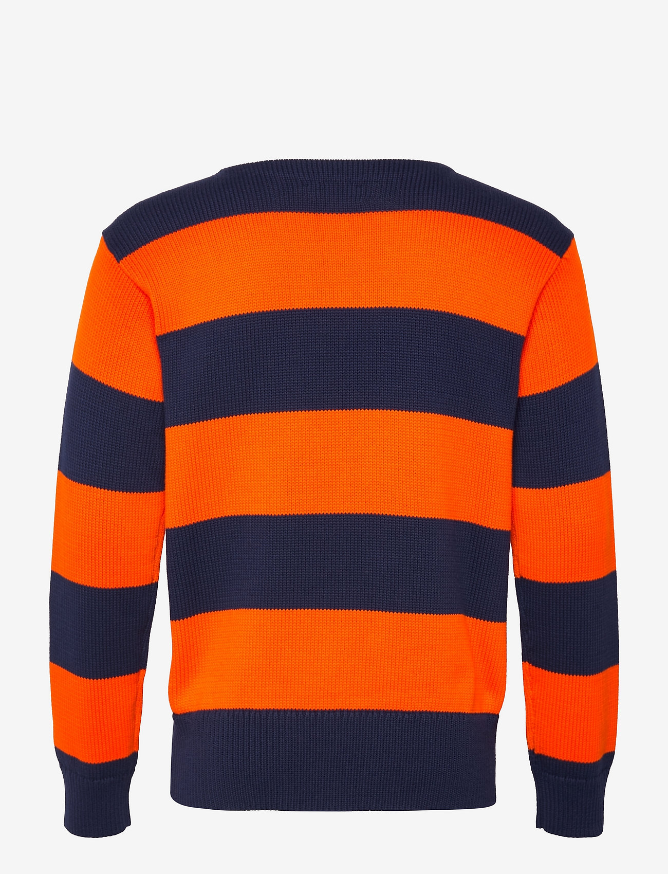 blue and orange polo sweater