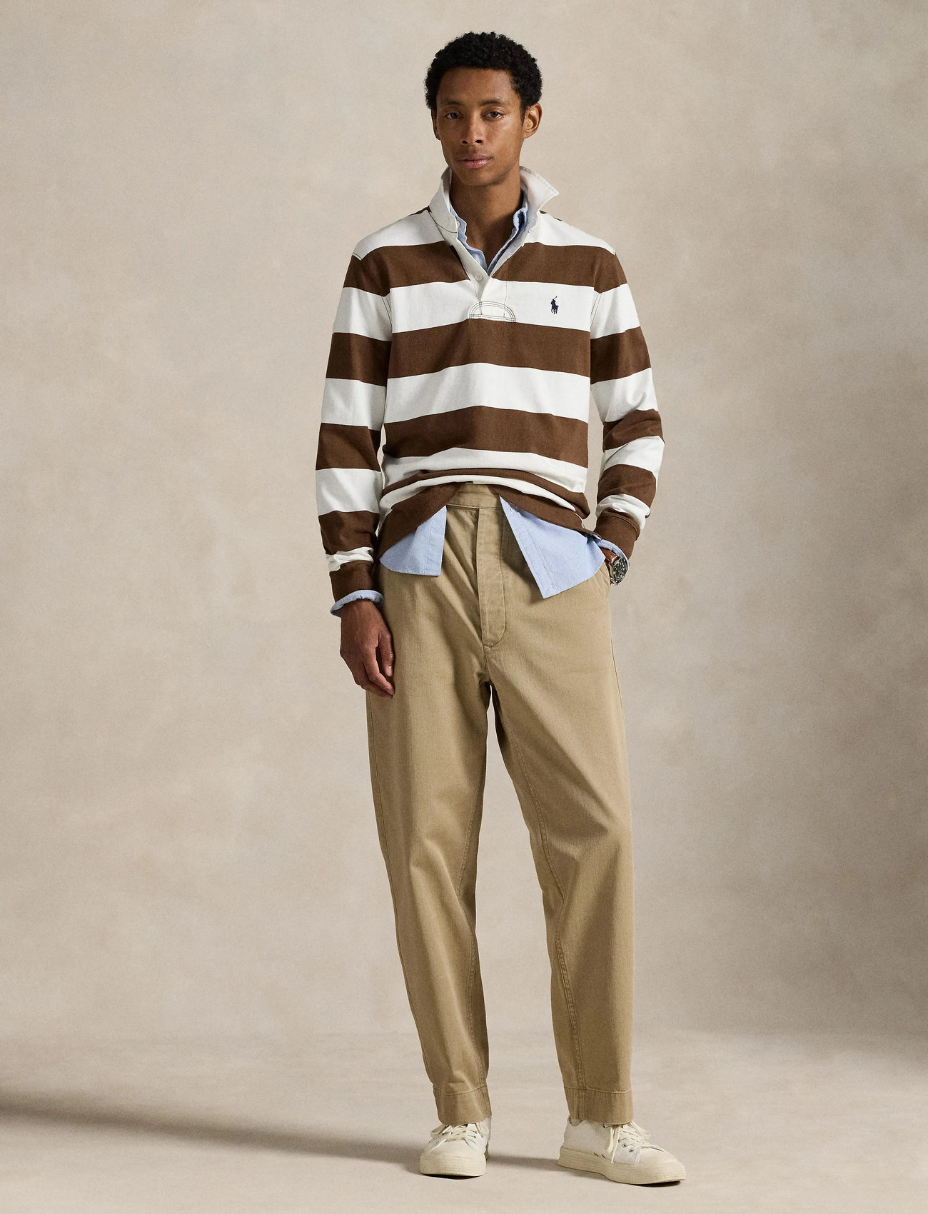 Polo Ralph Lauren The Iconic Rugby Shirt, XS, Brown, Poloer > Langærmede, Herre