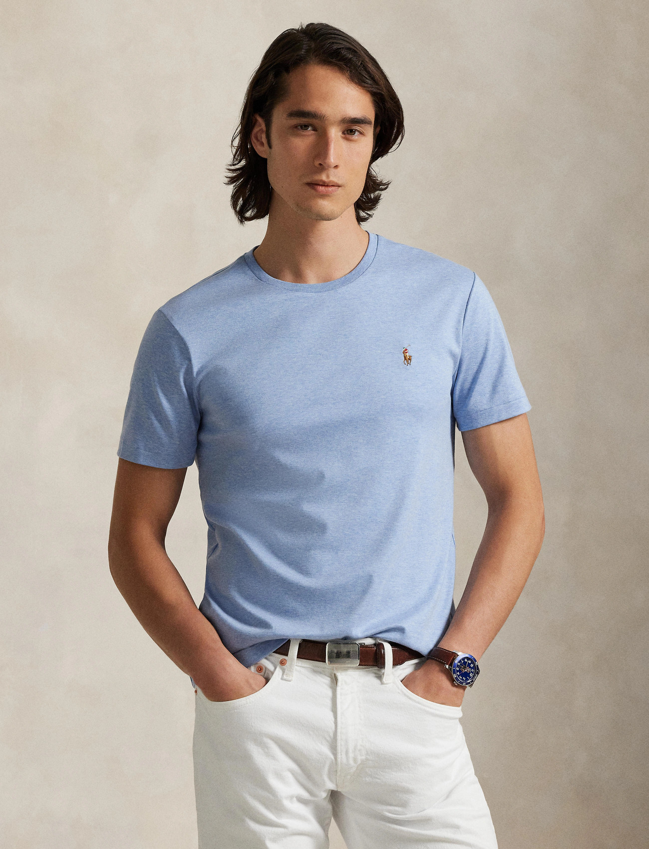 Polo Ralph Lauren Custom Slim Fit Soft Cotton T-Shirt, XL, Blue, T-Shirts > Kortærmede, Herre