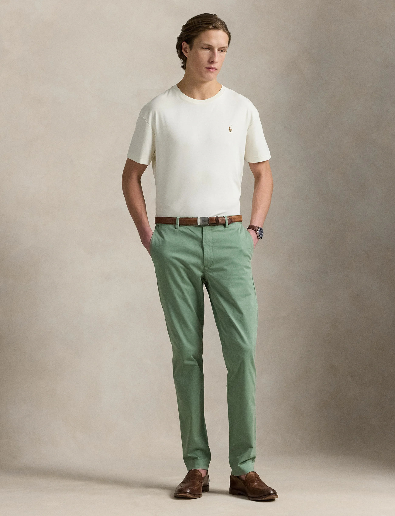 Polo Ralph Lauren Custom Slim Fit Soft Cotton T-Shirt, XS, Cream, T-Shirts > Kortærmede, Herre