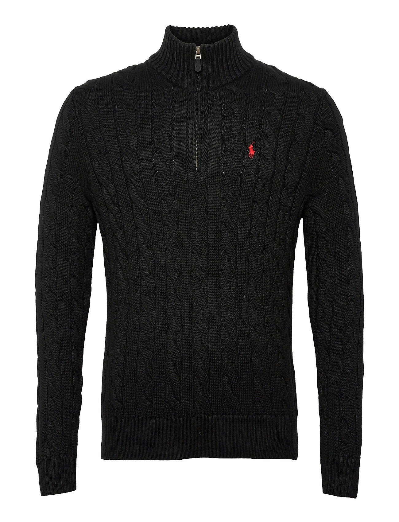 Cable-Knit Cotton Sweater Tops Knitwear Half Zip Jumpers Black Polo Ralph Lauren