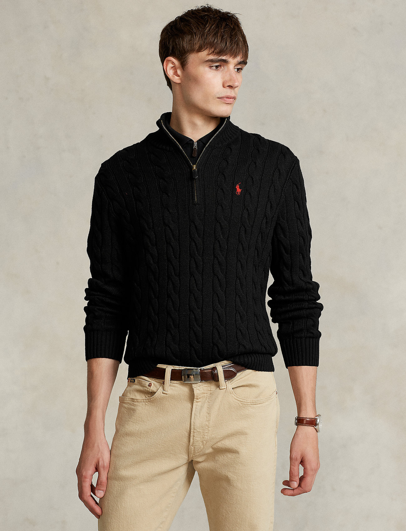 Polo Ralph Lauren Cable-knit Cotton Quarter-zip Sweater - Half zip jumpers  