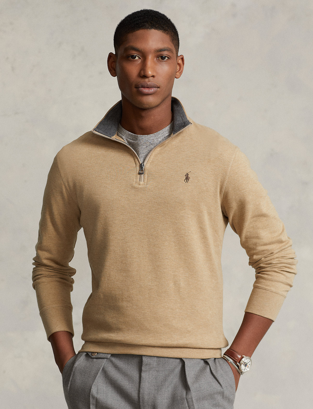 Polo Ralph Lauren Luxury Jersey Quarter-zip Pullover (Expedition Dune H) -  1899 kr 