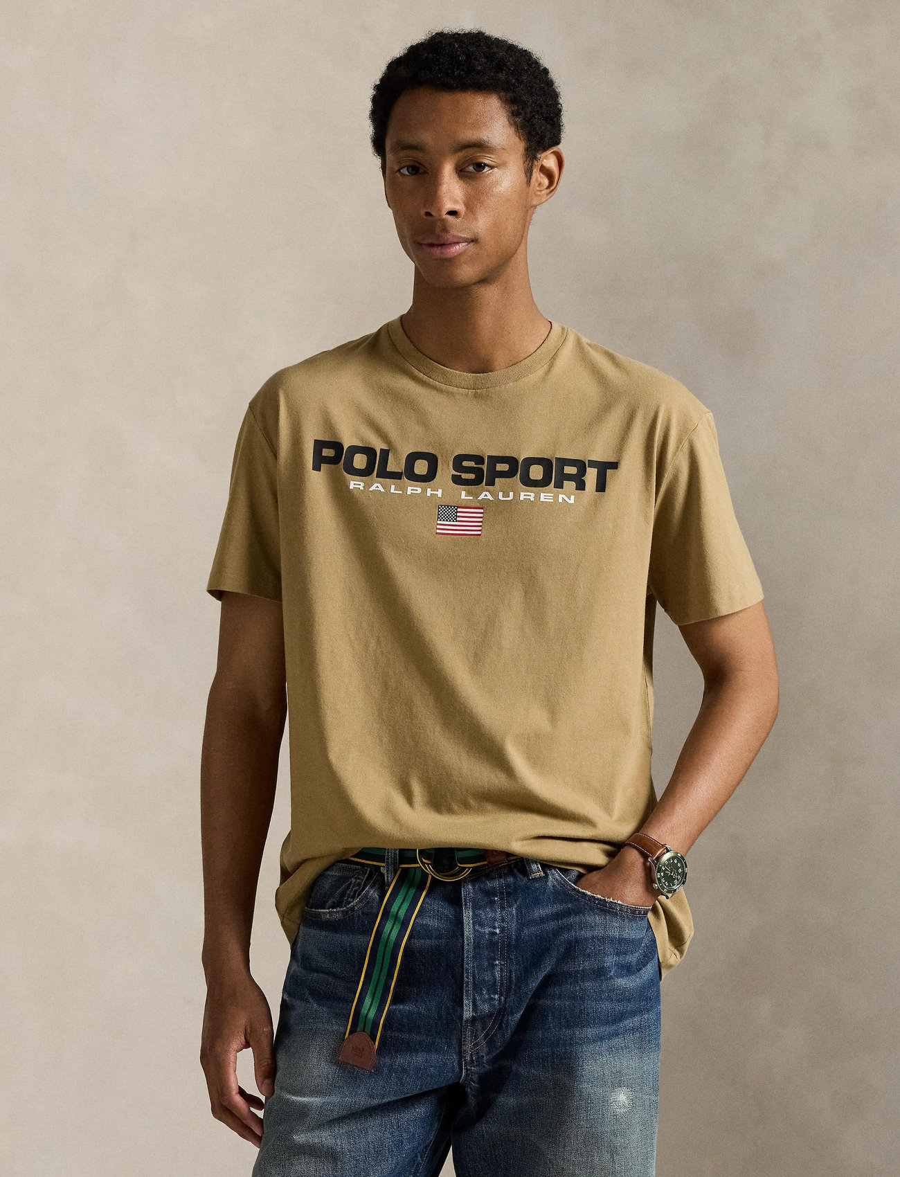 Polo Ralph Lauren Classic Fit Polo Sport Jersey T-Shirt, L, Brown, T-Shirts > Kortærmede, Herre