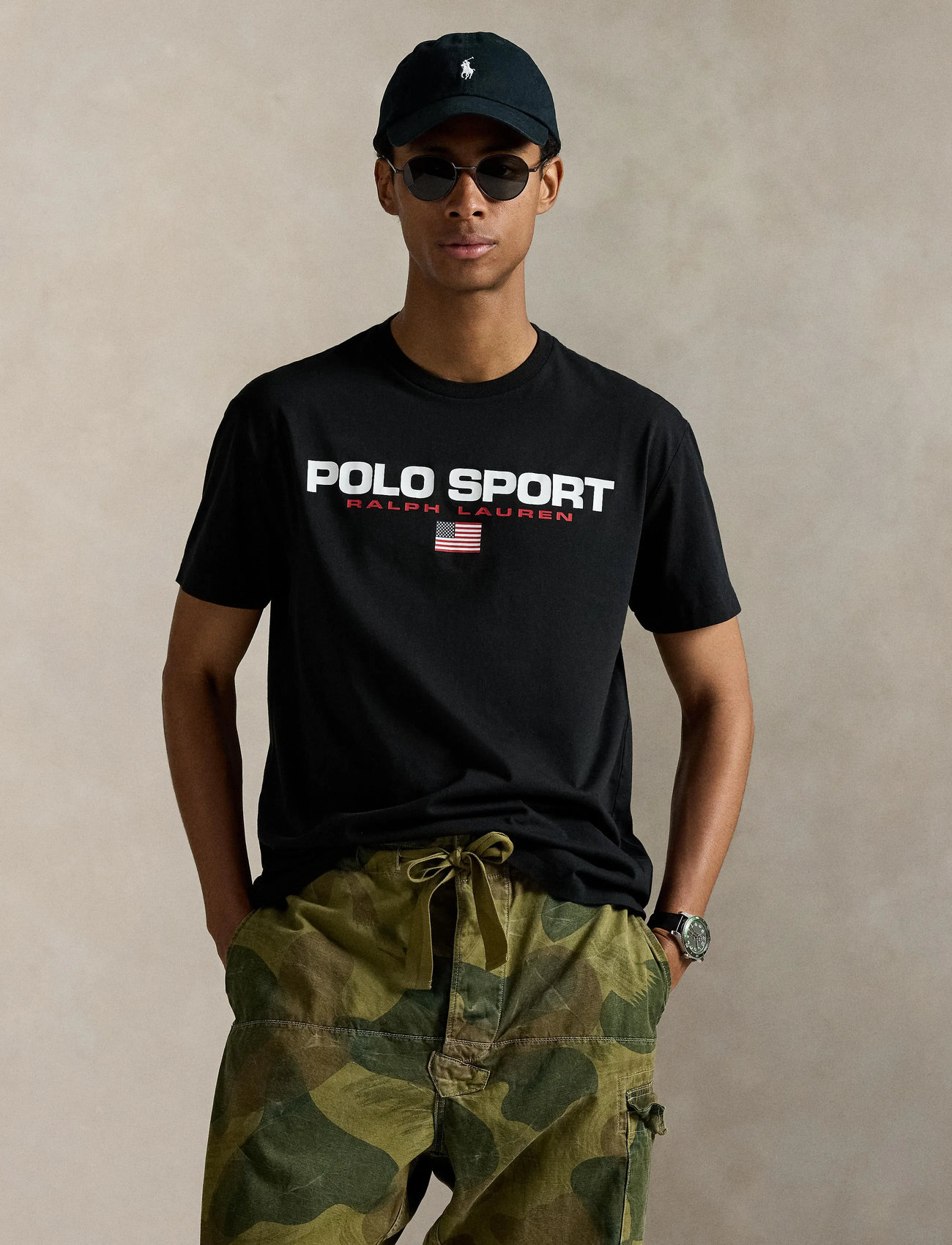 Polo Ralph Lauren Classic Fit Polo Sport Jersey T-Shirt, M, Black, T-Shirts > Kortærmede, Herre