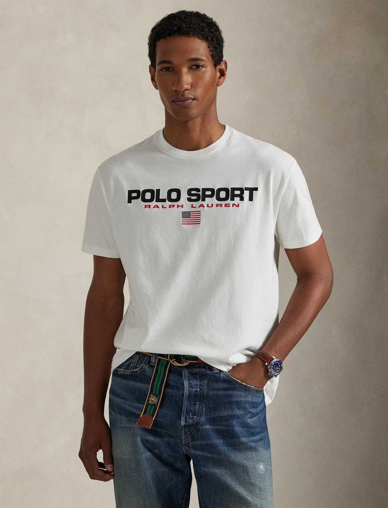 Polo Ralph Lauren Classic Fit Polo Sport Jersey T-Shirt, XL, White, T-Shirts > Kortærmede, Herre