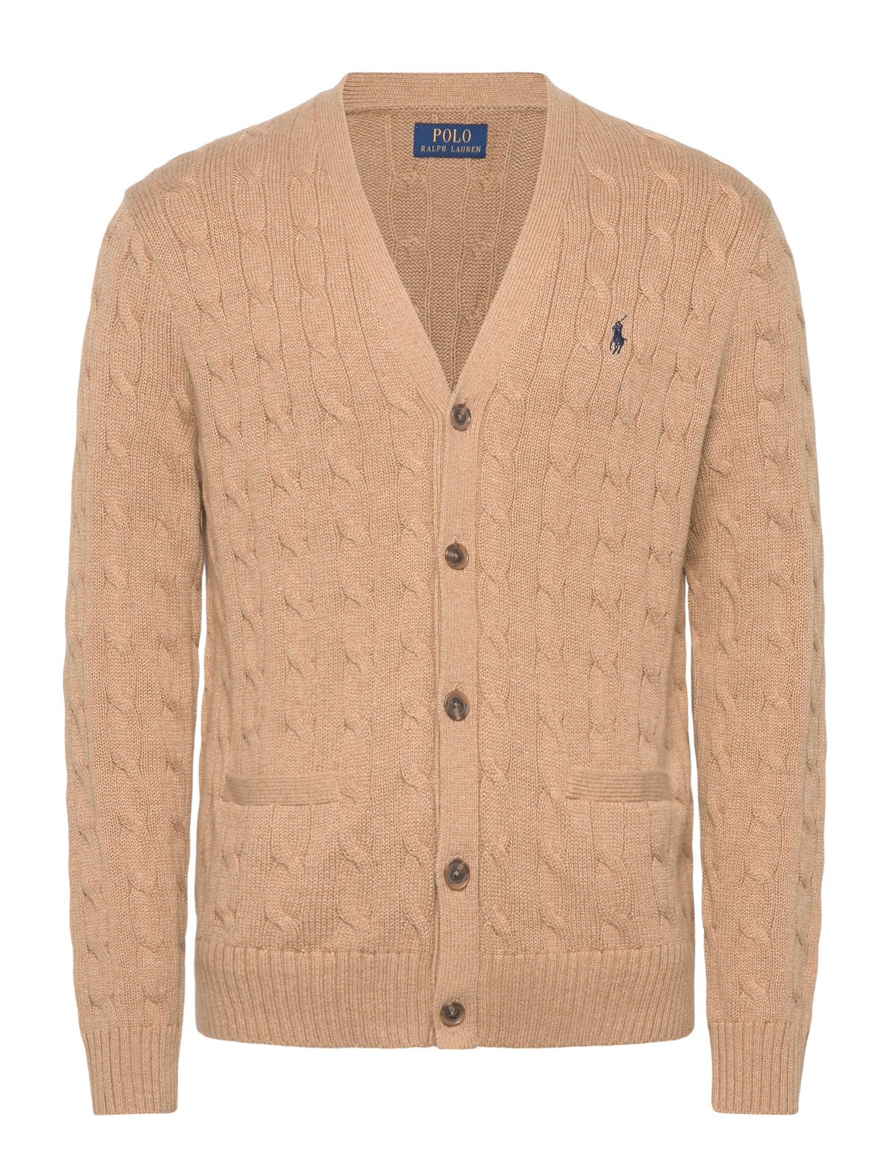 Polo Ralph Lauren Cable-Knit Cotton Cardigan, M, Beige, Strik > Cardigans, Herre
