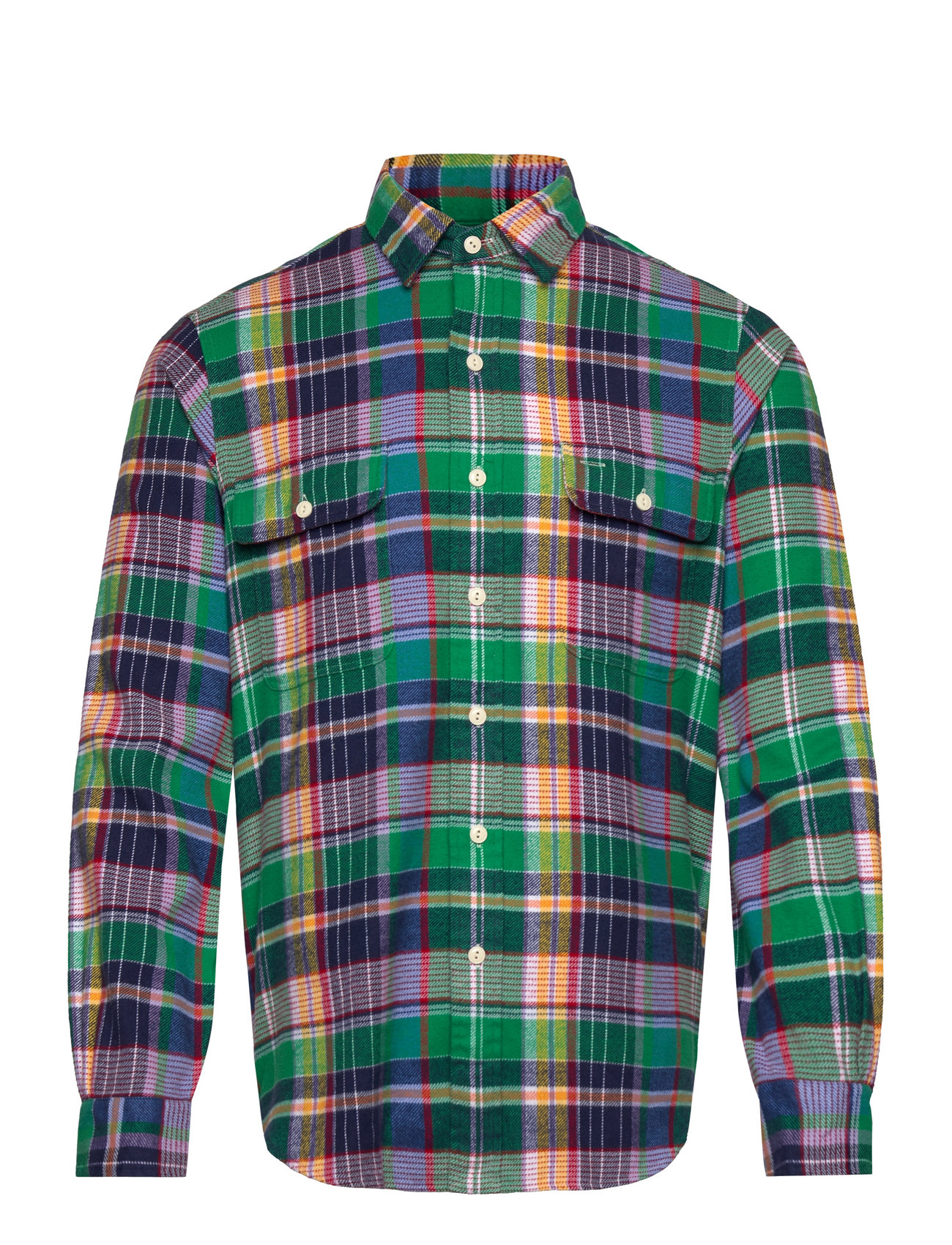 Classic Fit Plaid Flannel Workshirt Tops Shirts Casual Green Polo Ralph Lauren