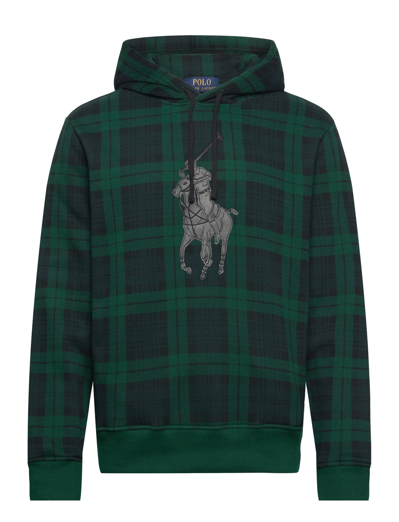 Leather Big Pony Plaid Fleece Hoodie Tops Sweat-shirts & Hoodies Hoodies Green Polo Ralph Lauren