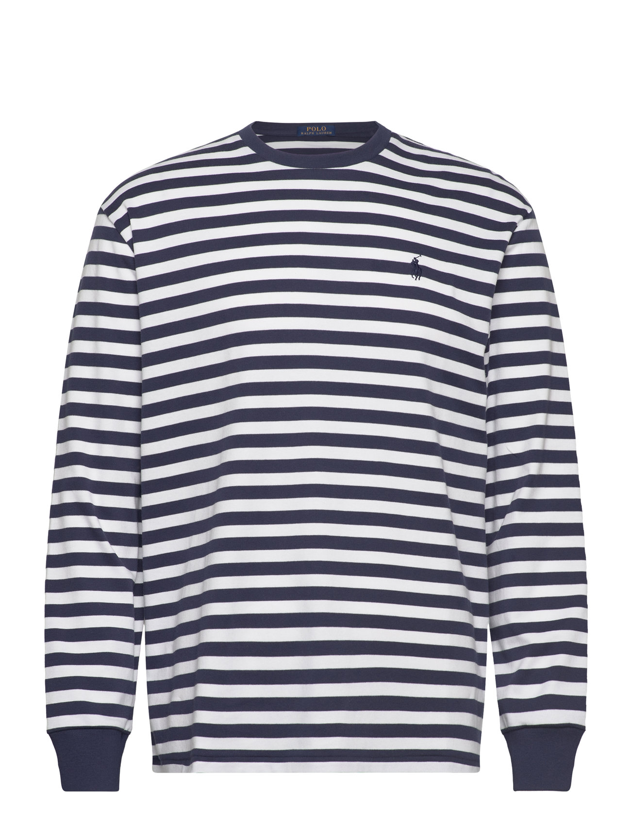 Classic Fit Striped Soft Cotton T-Shirt Tops T-shirts Long-sleeved Navy Polo Ralph Lauren