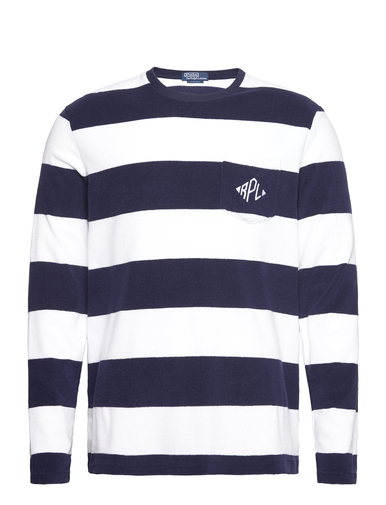 Standard Fit Monogram Terry T-Shirt Tops T-shirts Long-sleeved Navy Polo Ralph Lauren