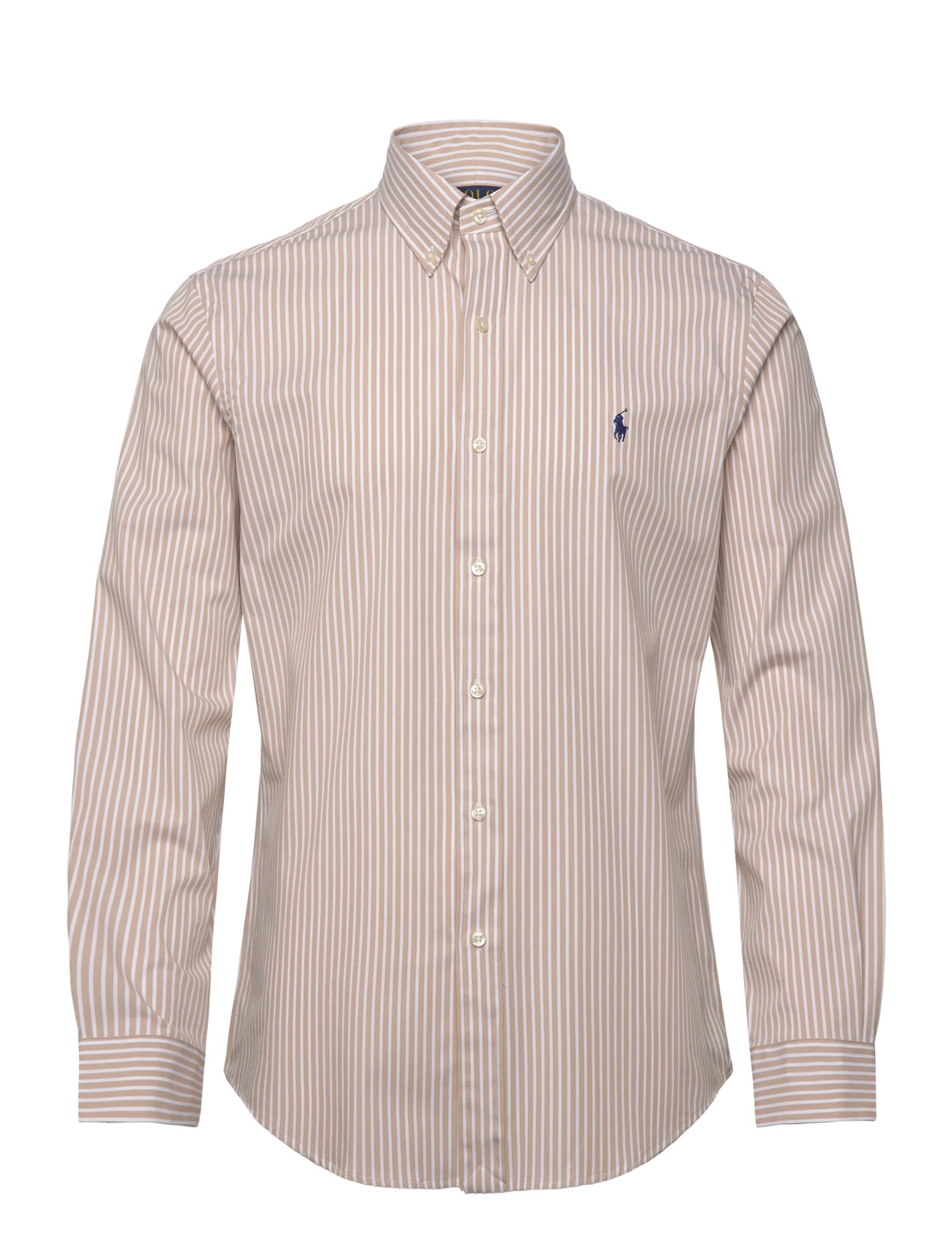 Polo Ralph Lauren Custom Fit Striped Stretch Poplin Shirt, XL, Beige, Skjorter > Afslappet, Herre