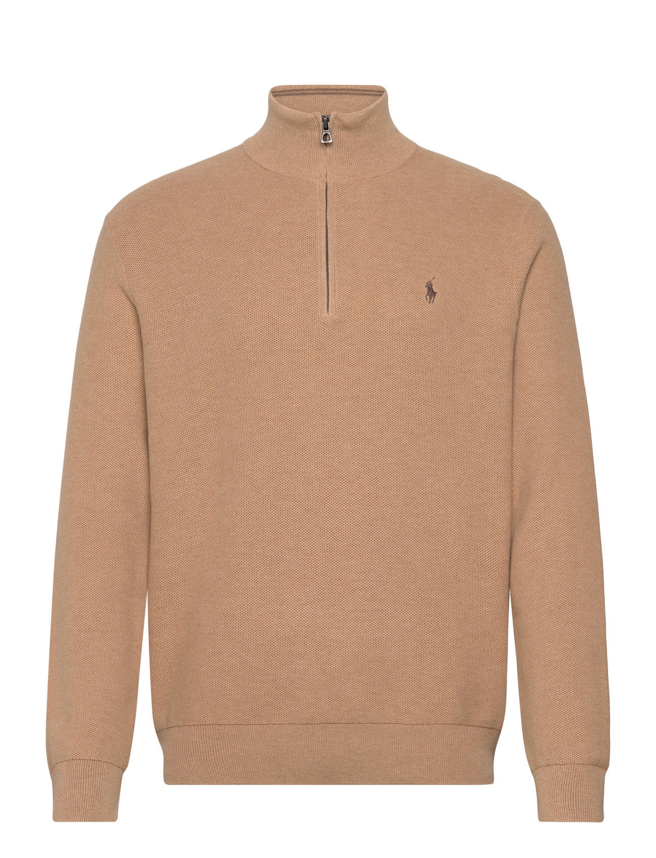 Mesh-Knit Cotton Quarter-Zip Sweater Tops Knitwear Half Zip Jumpers Beige Polo Ralph Lauren