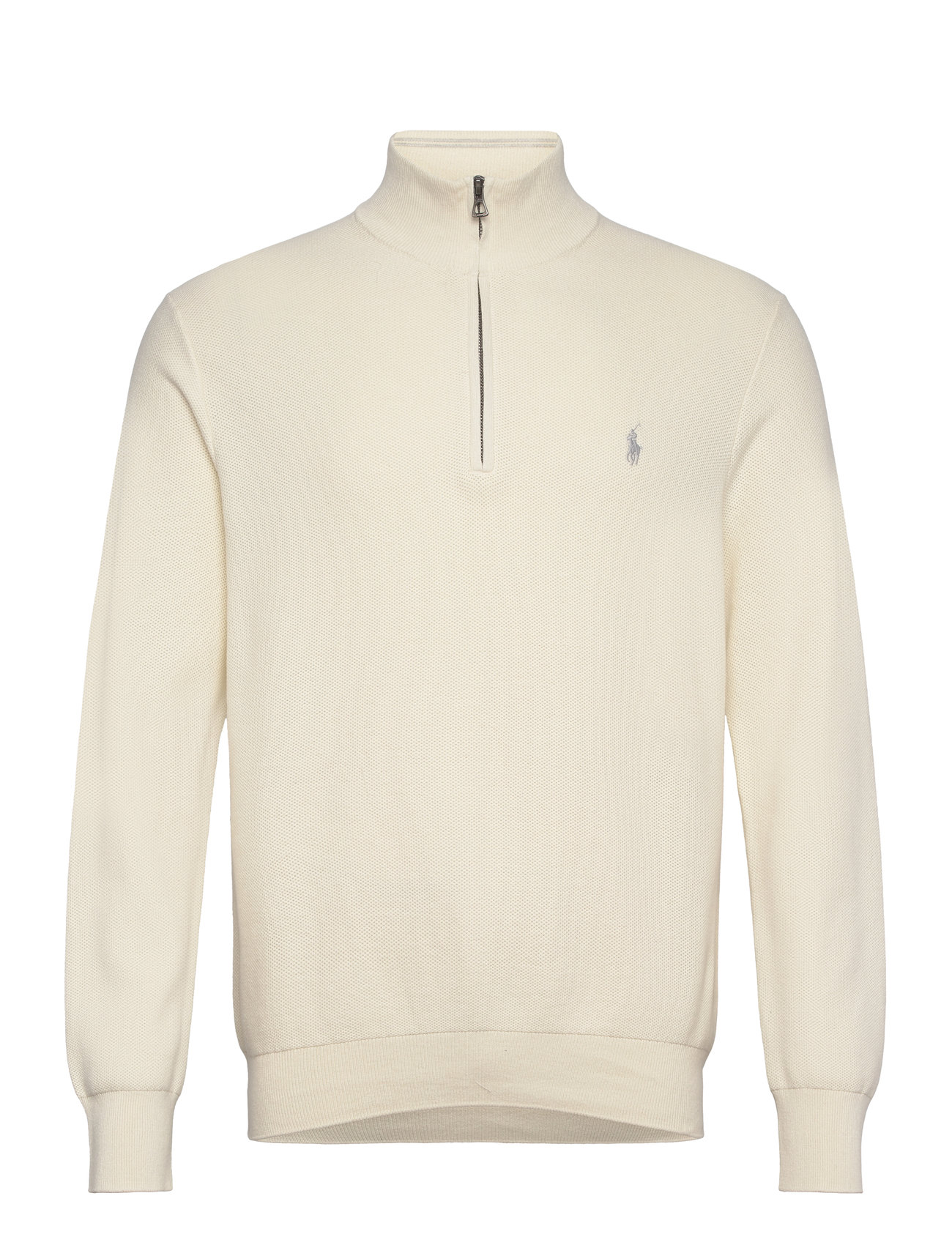 Mesh-Knit Cotton Quarter-Zip Sweater Tops Knitwear Half Zip Jumpers Cream Polo Ralph Lauren