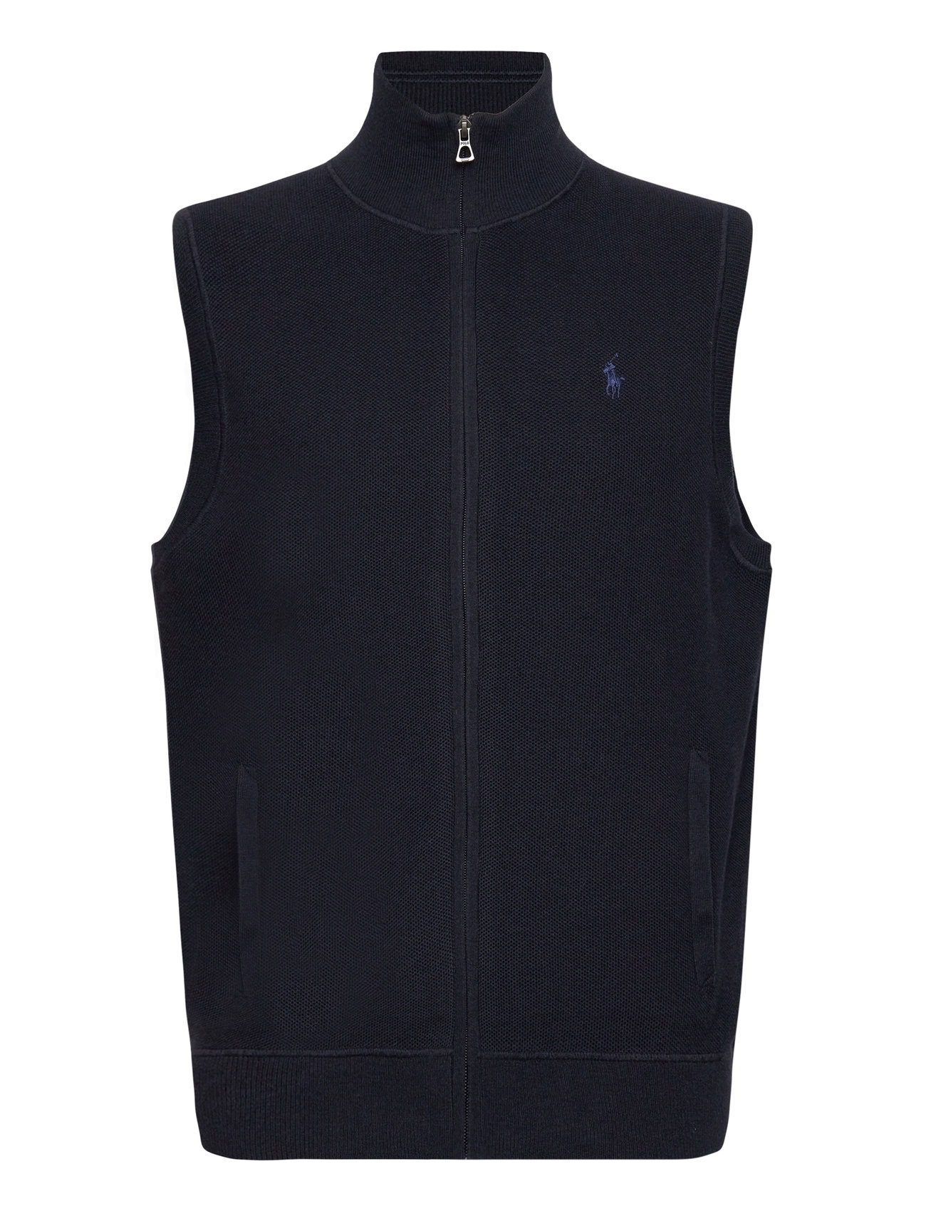 Polo Ralph Lauren Mesh-Knit Cotton Full-Zip Sweater Vest Marinblå