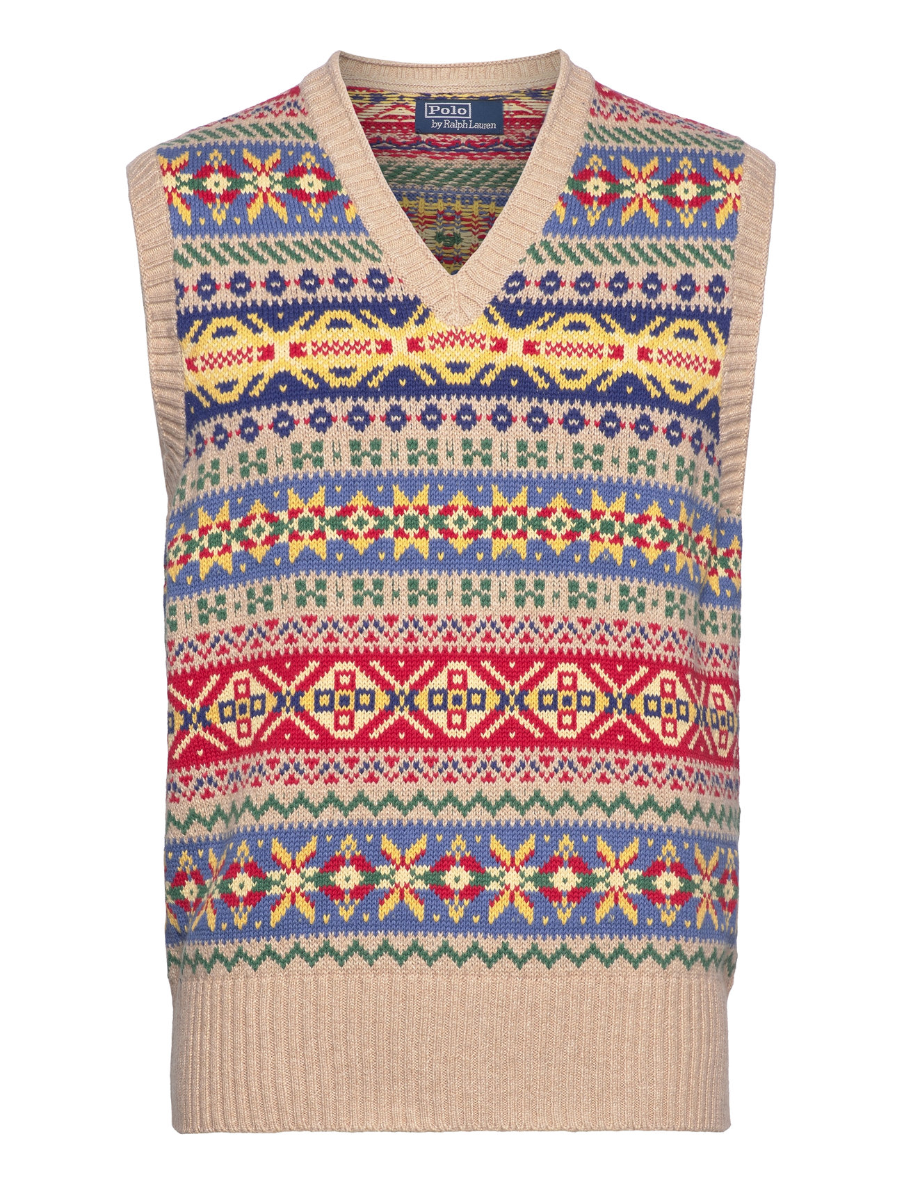 Fair Isle Cotton-Cashmere Sweater Vest Tops Knitwear Knitted Vests Beige Polo Ralph Lauren