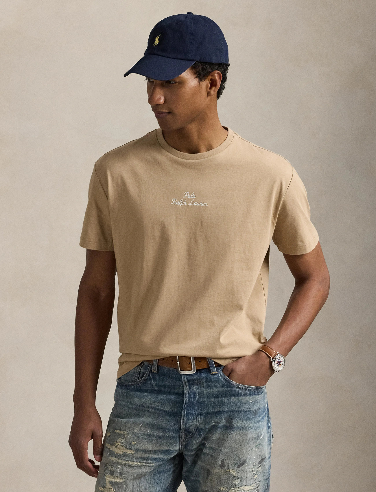 Polo Ralph Lauren Classic Fit Logo Jersey T-Shirt, M, Beige, T-shirts - Short-sleeved, Herre