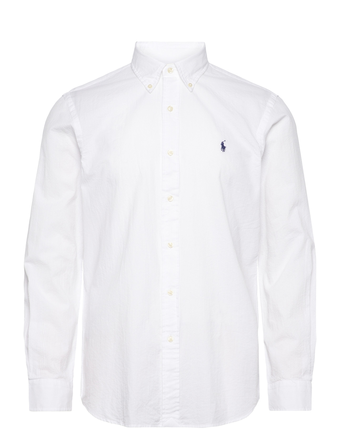 Polo Ralph Lauren Custom Fit Seersucker Shirt, M, White, Skjorter > Afslappet Shirts, Herre