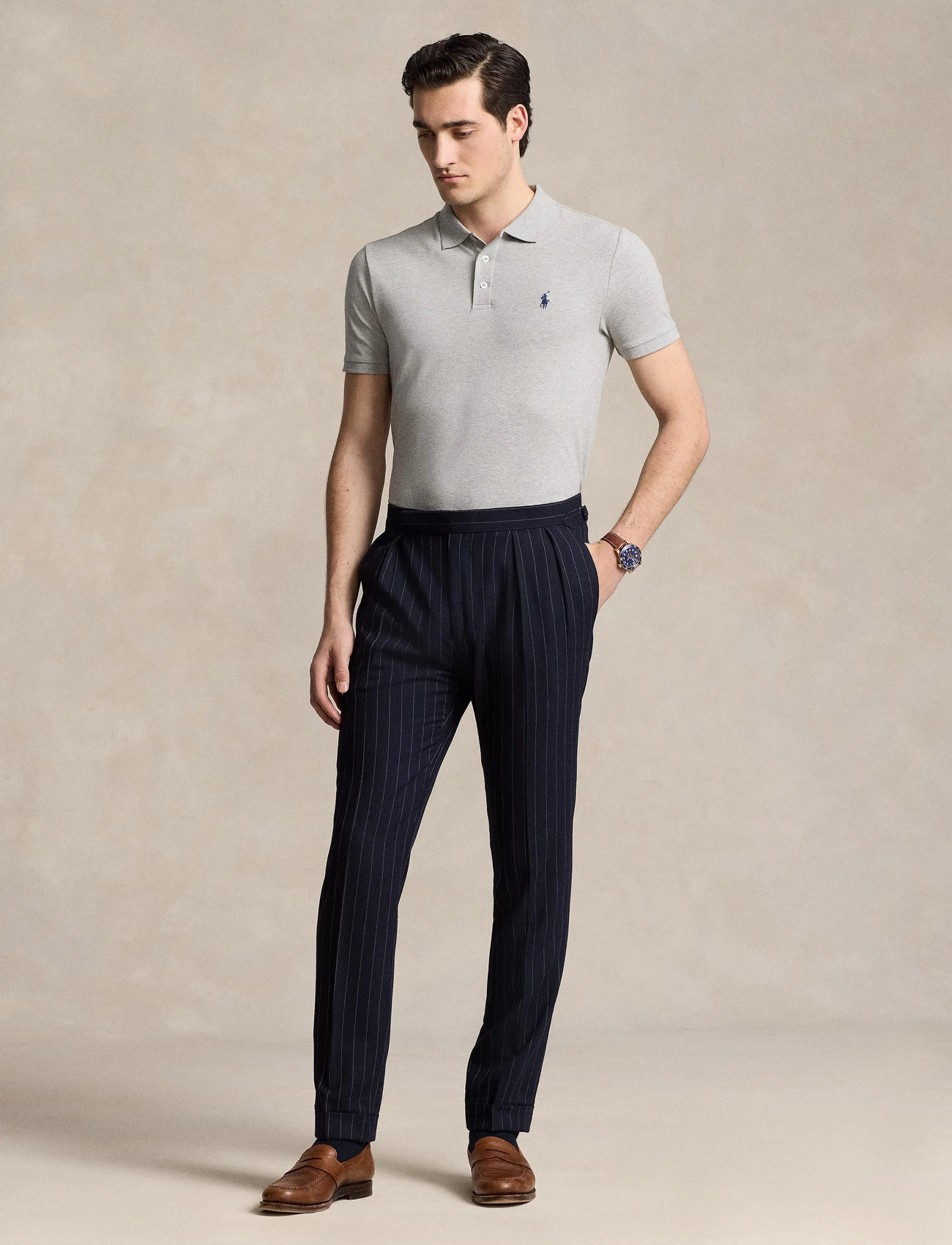 Polo Ralph Lauren Custom Slim Fit Stretch Mesh Polo Shirt, XXL, Grey, Poloer > Kortærmede, Herre