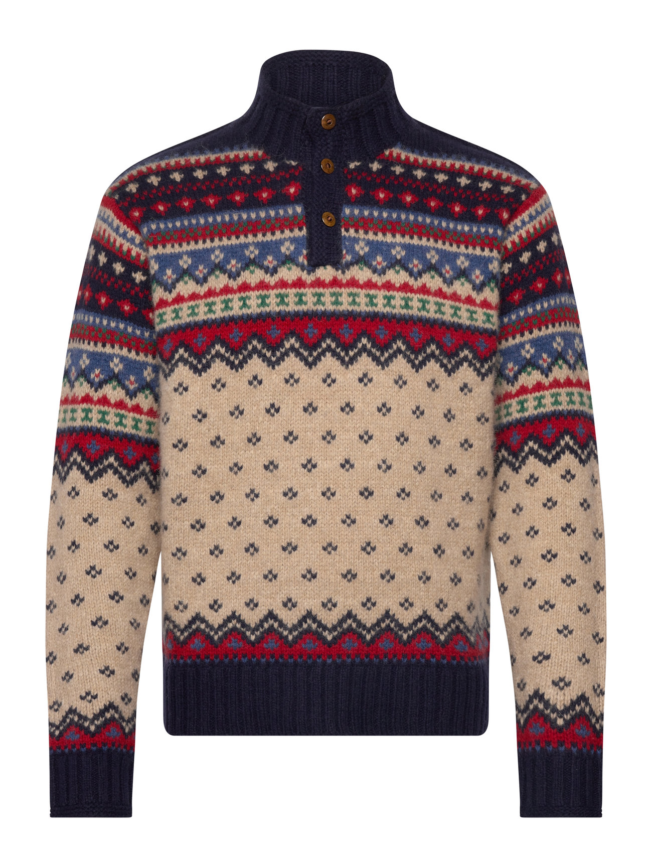 Nordic-Inspired Wool-Blend Sweater Tops Knitwear Half Zip Jumpers Navy Polo Ralph Lauren