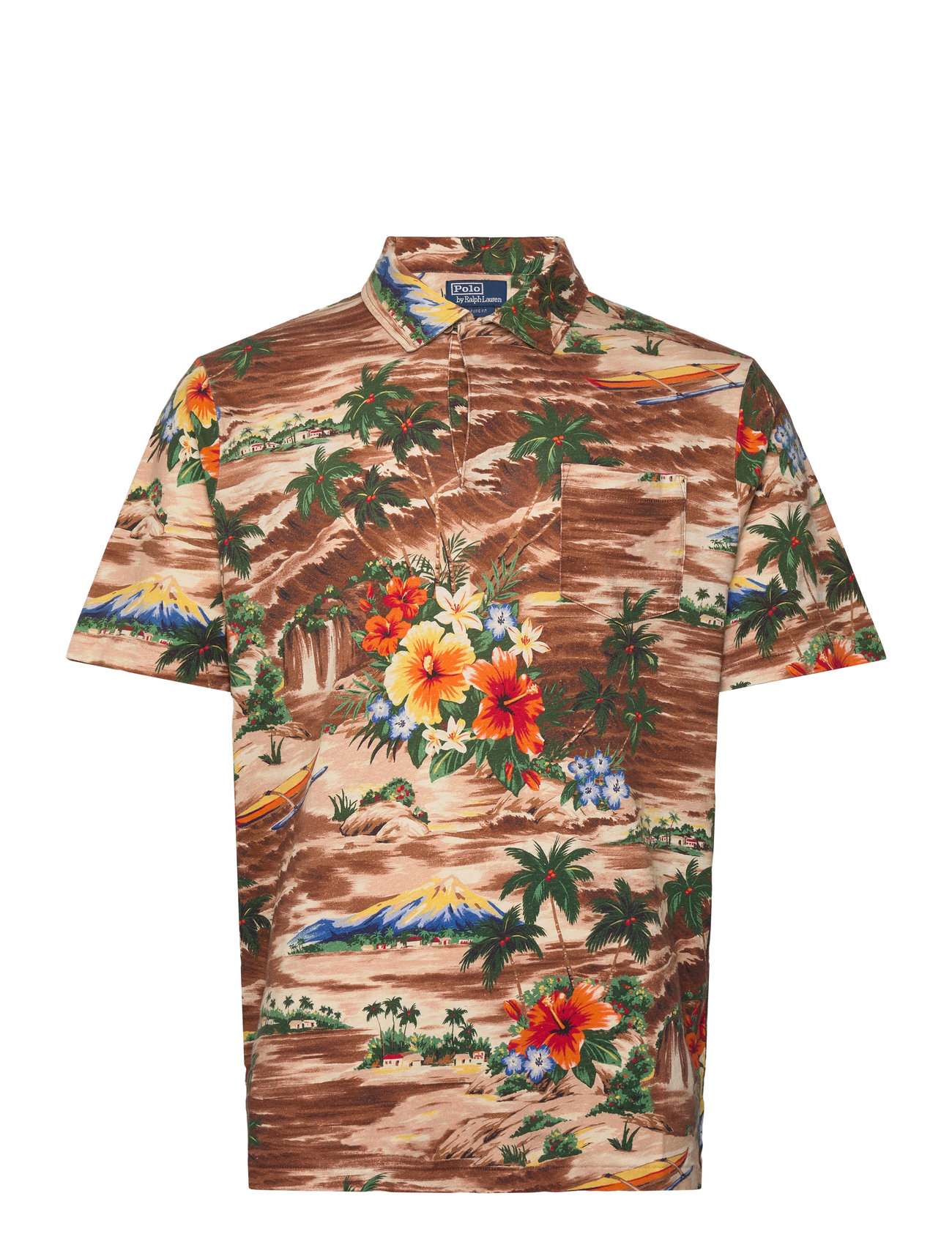 POLO RALPH LAUREN Klassisch Fit Tropical Linen-Baumwolle Polo Patterned - L - Herren