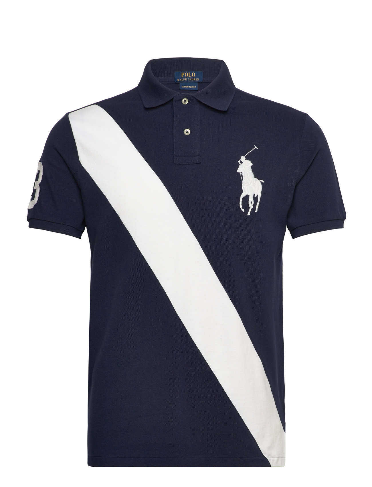 Polo Ralph Lauren Custom Slim Fit Big Pony Mesh Polo Shirt Marinblå