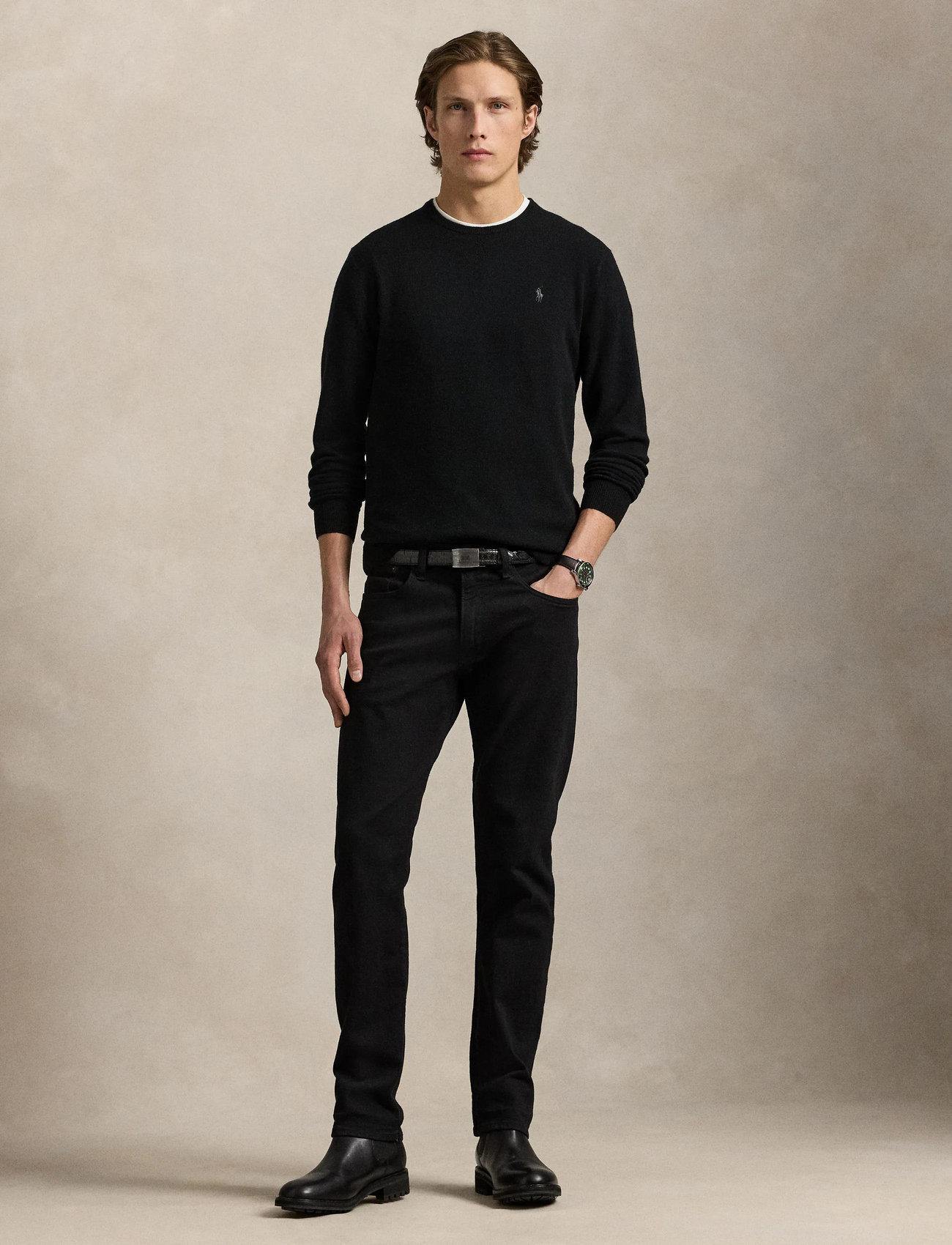 Polo Ralph Lauren Wool Crewneck Sweater, XS, Black, Strik > Runde Halse, Herre