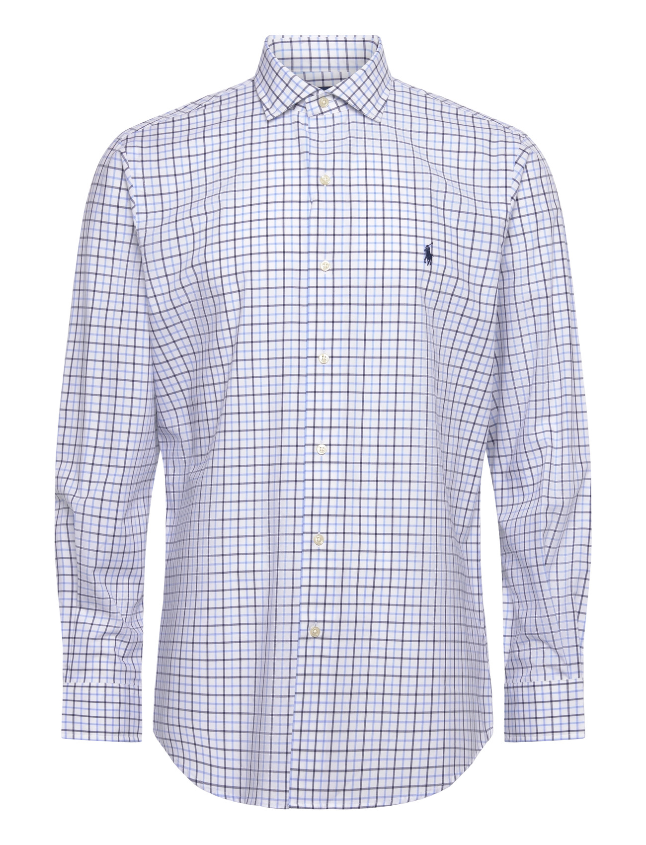 Polo Ralph Lauren Custom Fit Plaid Stretch Poplin Shirt, L, Blue, Skjorter > Afslappet Shirts, Herre