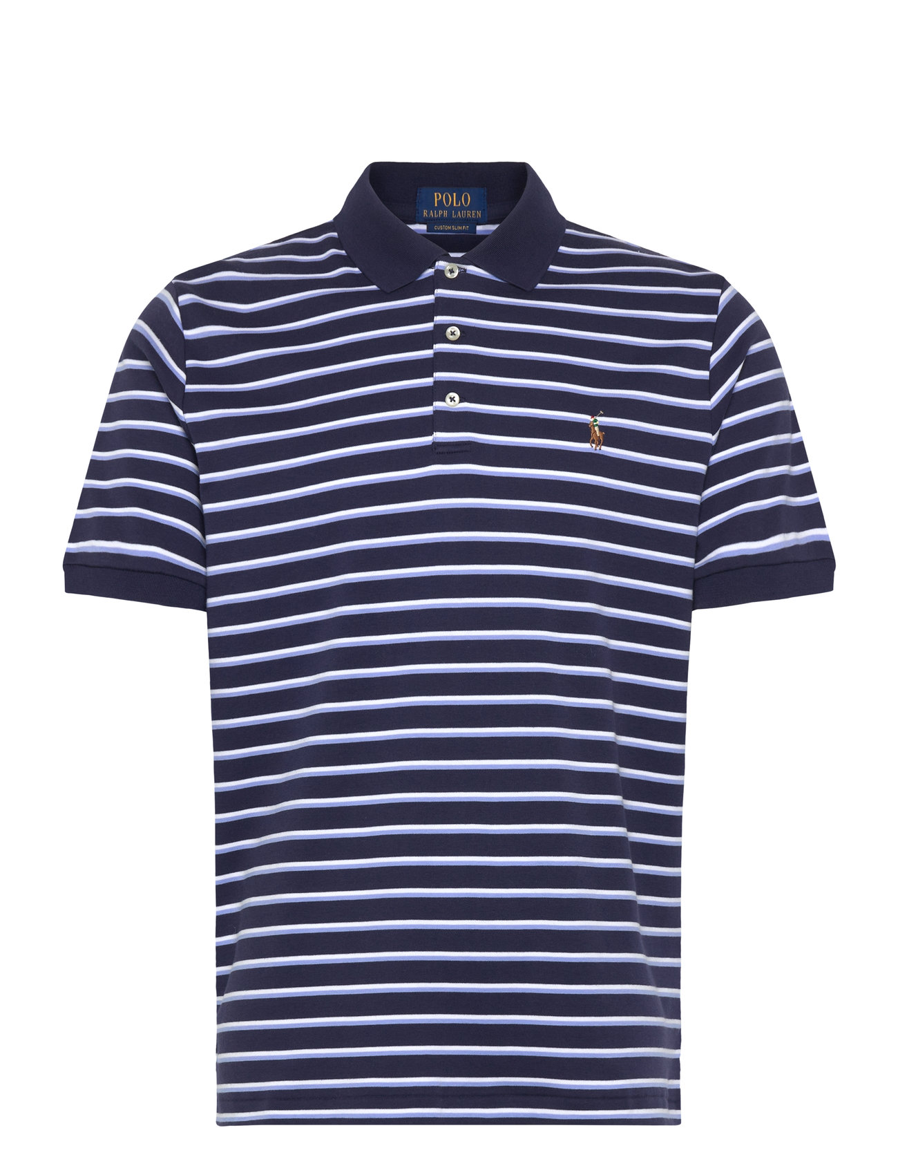 Polo Ralph Lauren Custom Slim Fit Striped Soft Cotton Polo, S, Navy, Poloer > Kortærmede, Herre