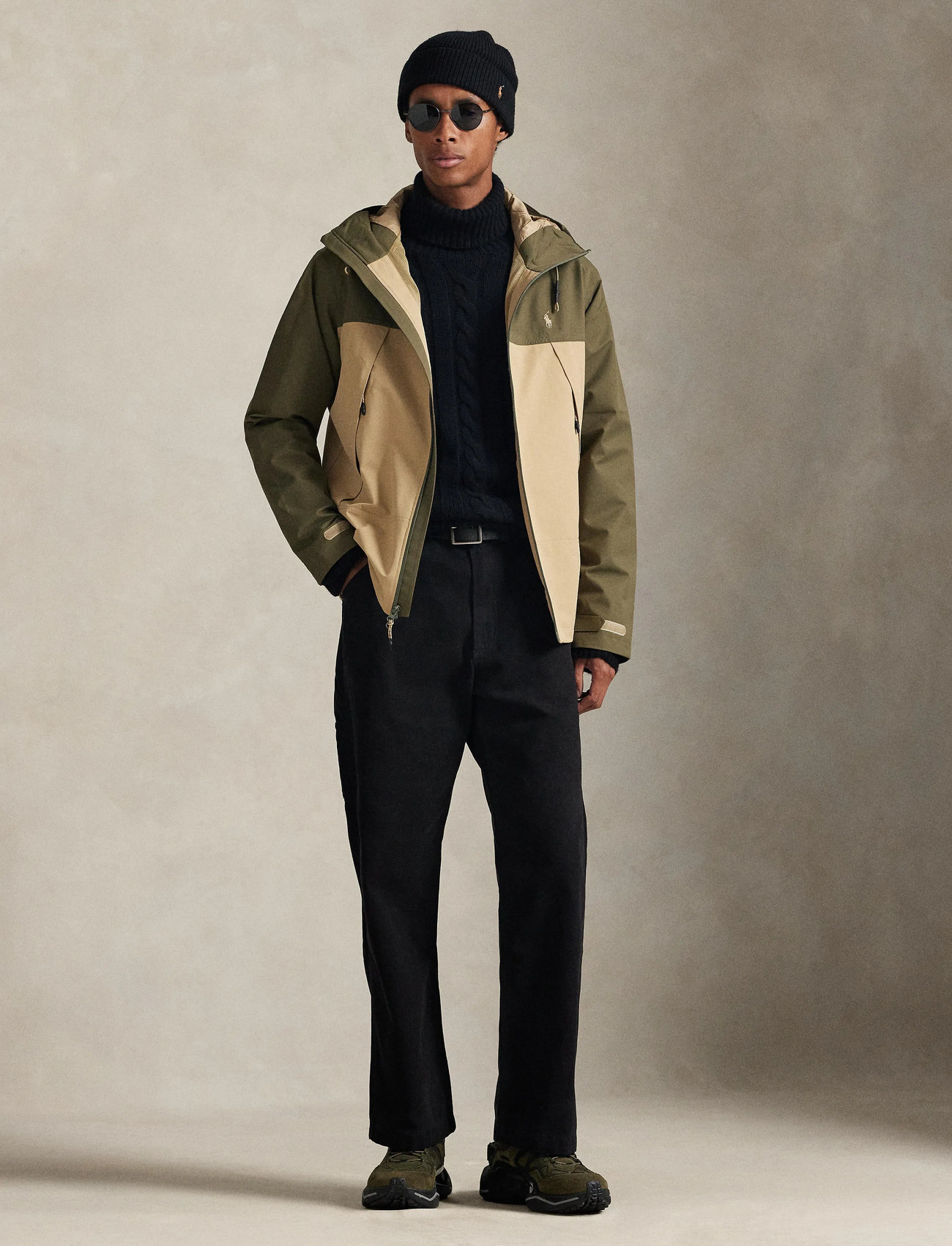Polo Ralph Lauren Color-Blocked Hooded Jacket, S, Beige, Regntøj > Regnfrakker, Herre