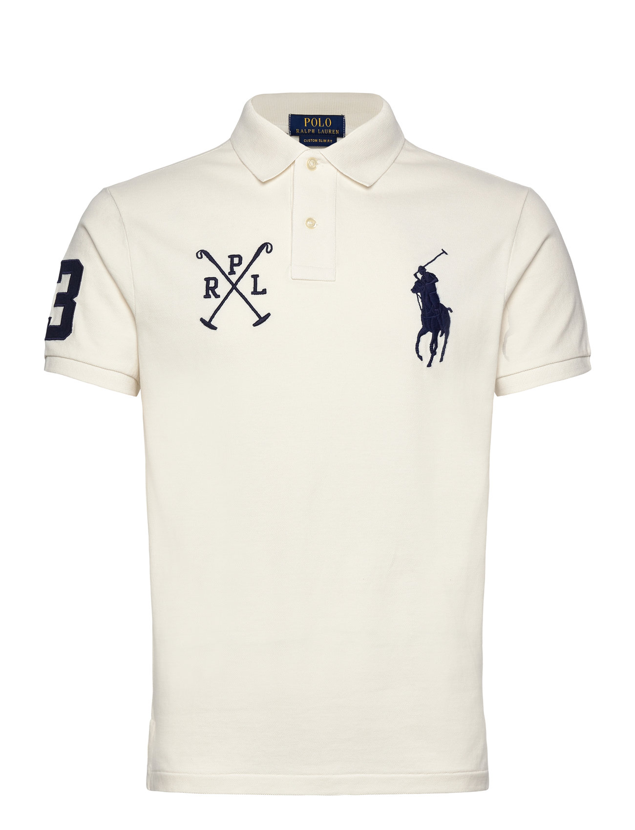 Polo Ralph Lauren Custom Slim Fit Big Pony Mesh Polo Shirt Vit