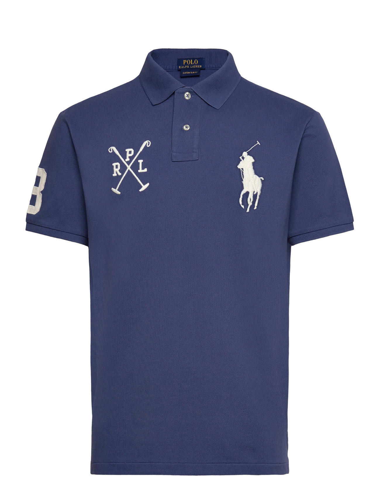 Polo Ralph Lauren Custom Slim Fit Big Pony Mesh Polo Shirt Blå