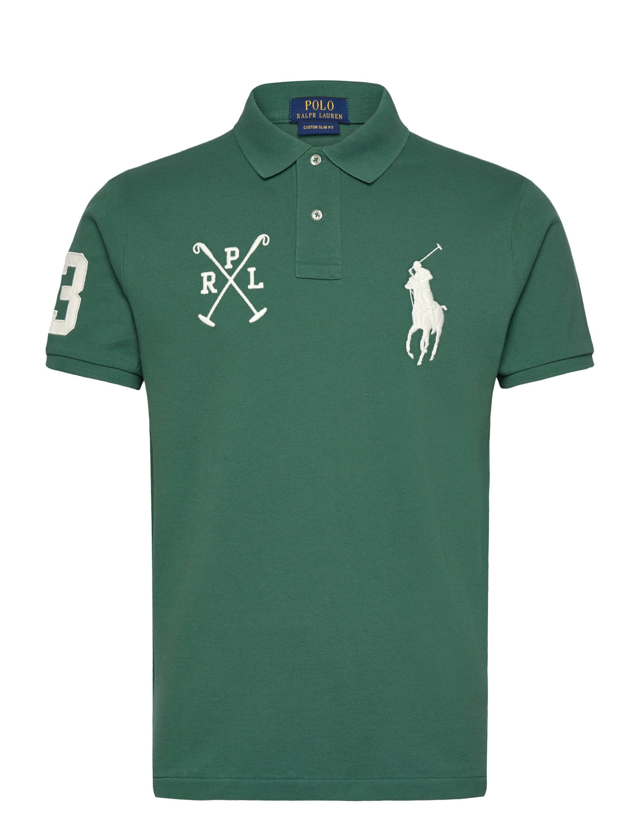 Polo Ralph Lauren Custom Slim Fit Big Pony Mesh Polo Shirt Grön