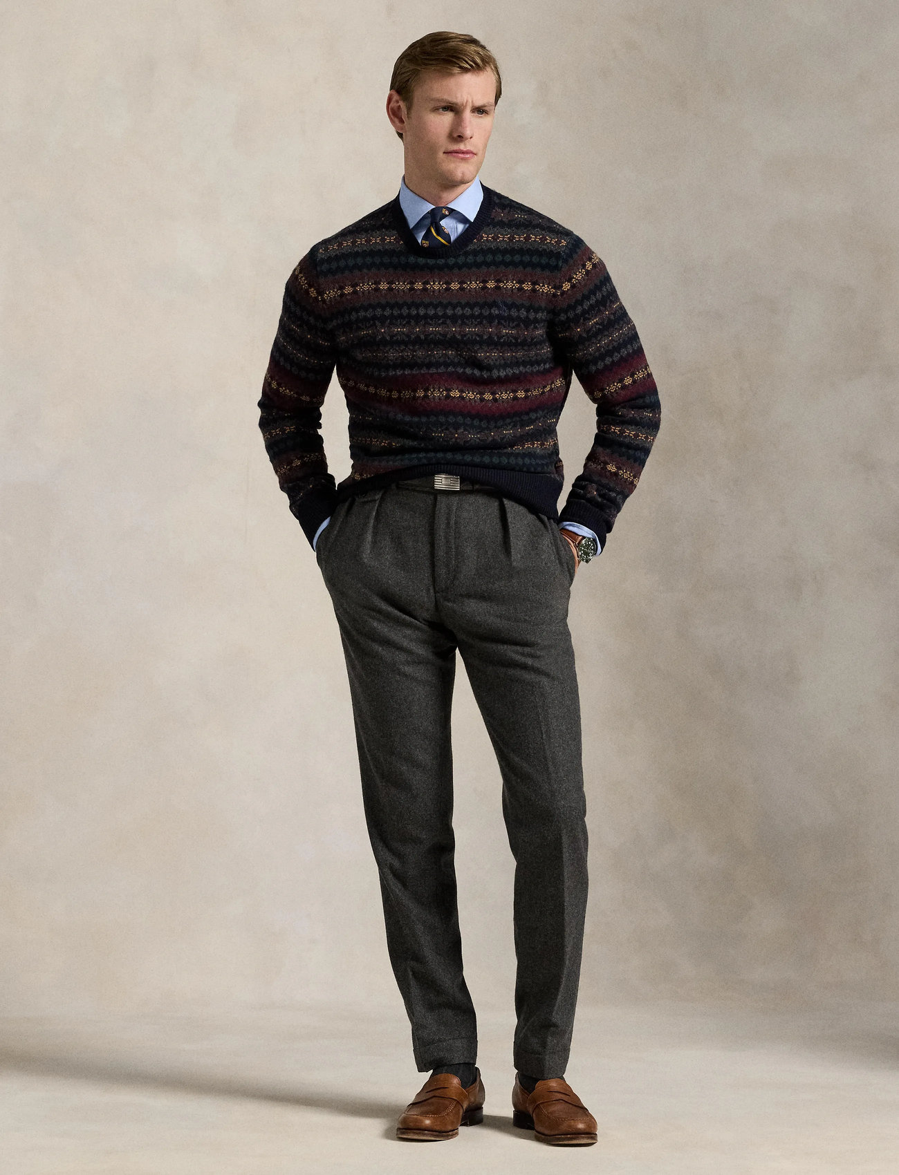 Polo Ralph Lauren Fair Isle Wool Sweater, S, Navy, Strik > Runde Halse, Herre