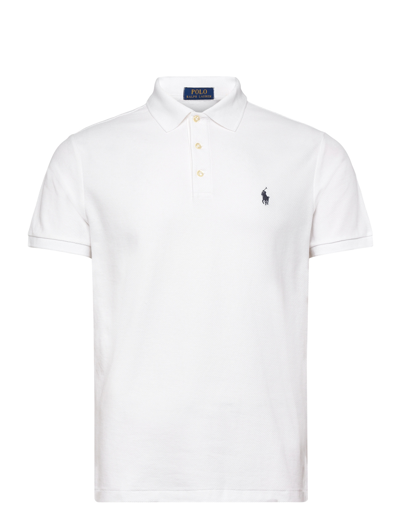Polo Ralph Lauren Custom Slim Fit Honeycomb-Mesh Polo, L, White, Poloer > Kortærmede, Herre