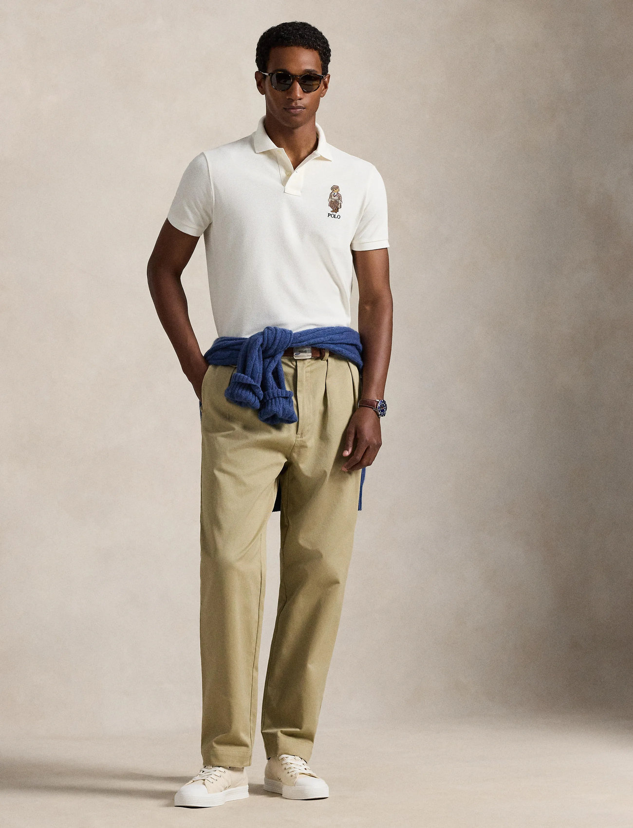 Polo Ralph Lauren Custom Slim Fit Polo Bear Polo Shirt, XS, Cream, Poloer > Kortærmede, Herre